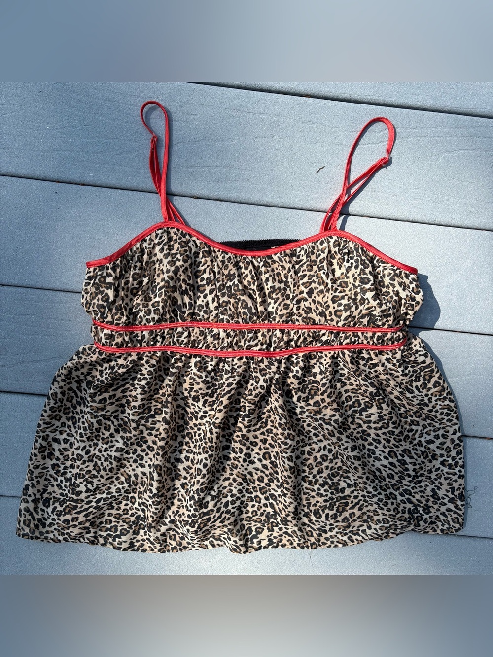 vintage y2k sheer cheetah print babydoll cami - secret treasures, sz lg
